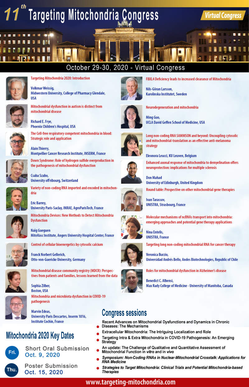 Targeting Mitochondria 2020 Speakers flyer page
